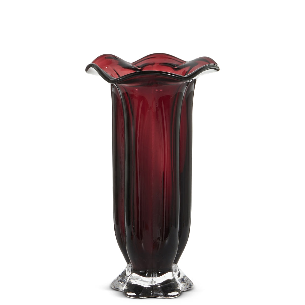 11" Large Wavy Top Rose Vase