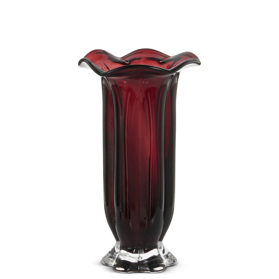 11" Large Wavy Top Rose Vase