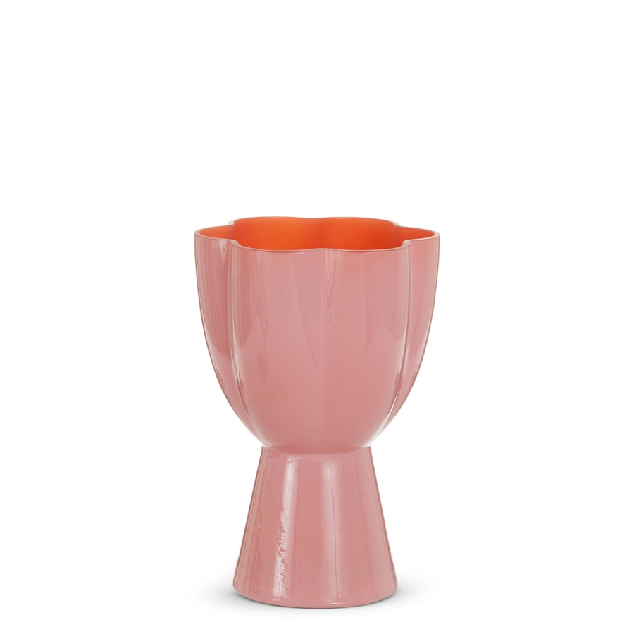 8" Pink Fluted Vase