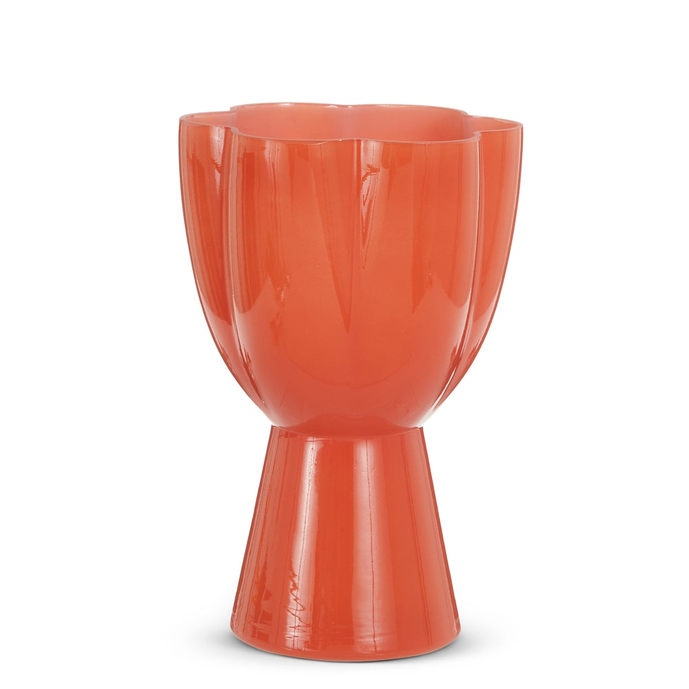 10.75" Orange Fluted Vase