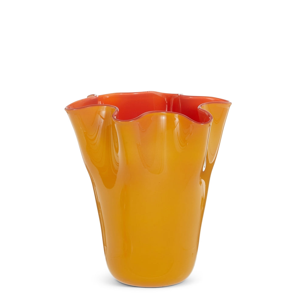 7.5" Yellow Ruffled Vase