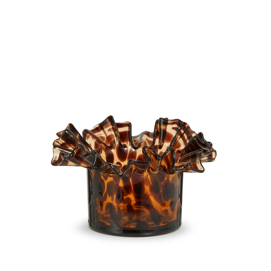 6" Tortoise Shell Ruffle Candle Holder