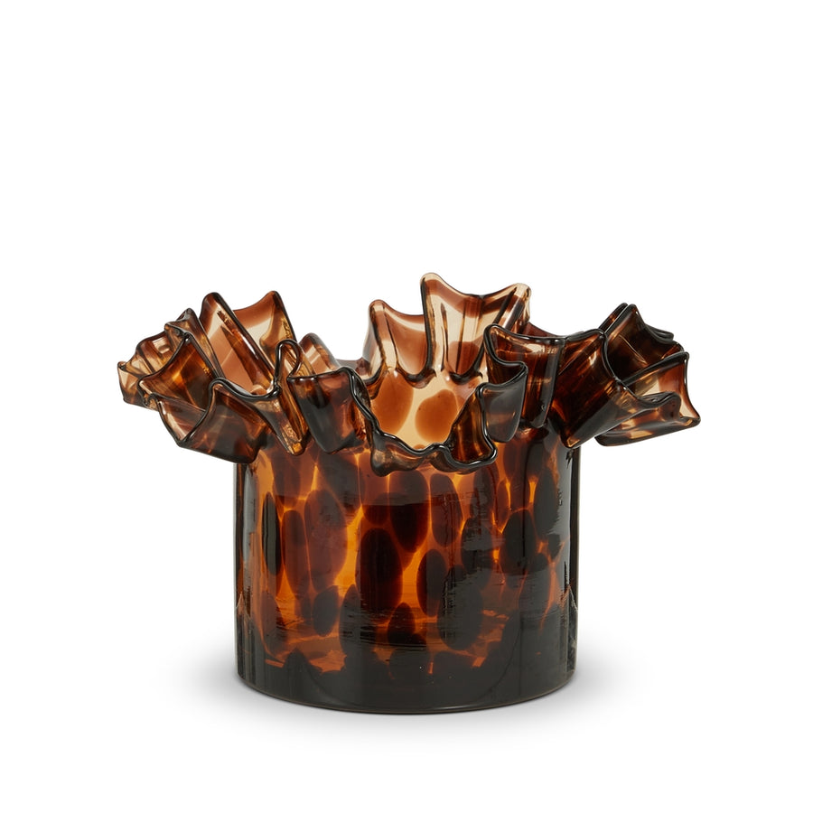 7" Tortoise Shell Ruffle Candle Holder