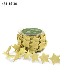 1.5 Inch Puffy Metallic Star Banner Ribbon with Sealed Edge – 481-15-30 Gold