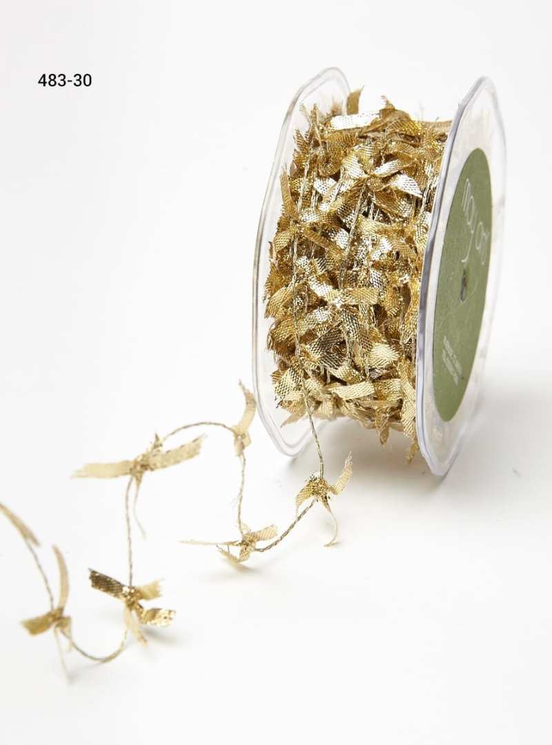 1 Inch Metallic Bows on Wired String Cord Ribbon – 483-1-30 Gold