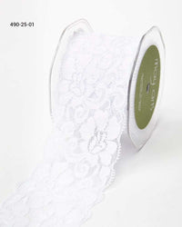2.5 Inch Floral Elastic Lace Trim Ribbon with Scalloped Eyelash Edge