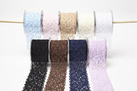 2.5 Inch Floral Elastic Lace Trim Ribbon with Scalloped Eyelash Edge – 490-25-05 Lavender