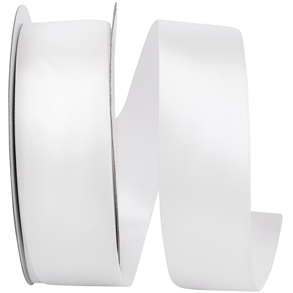 White 1-1 2 Inch Double Face Satin Ribbon - Dfs for Wreaths & Bows