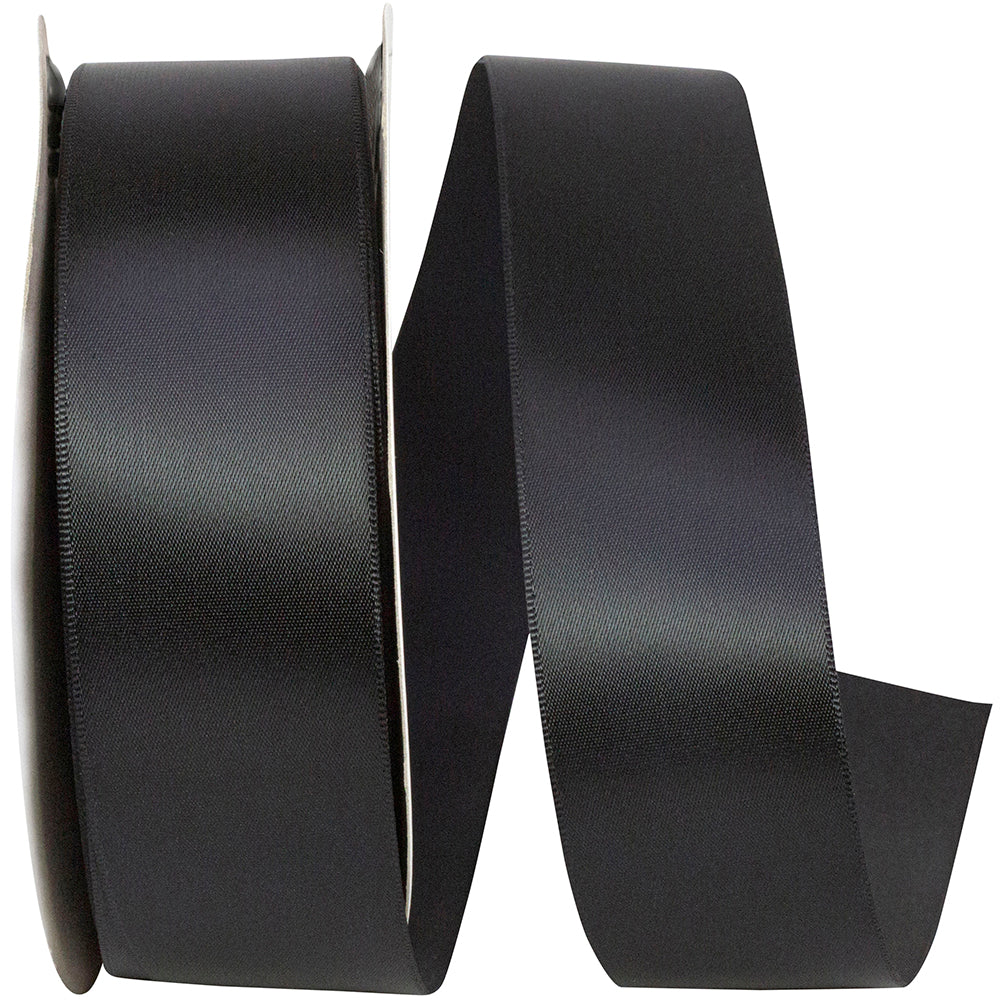 Black 1-1 2 Inch Double Face Satin Ribbon - Dfs for Wreaths & Bows