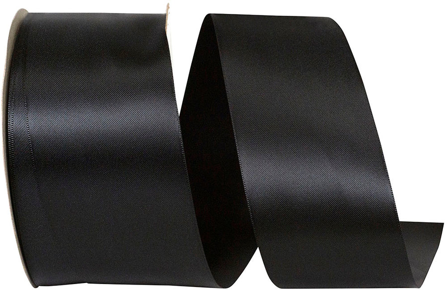 Black 2-1 2 Inch Double Face Satin Ribbon - Dfs for Wreaths & Bows