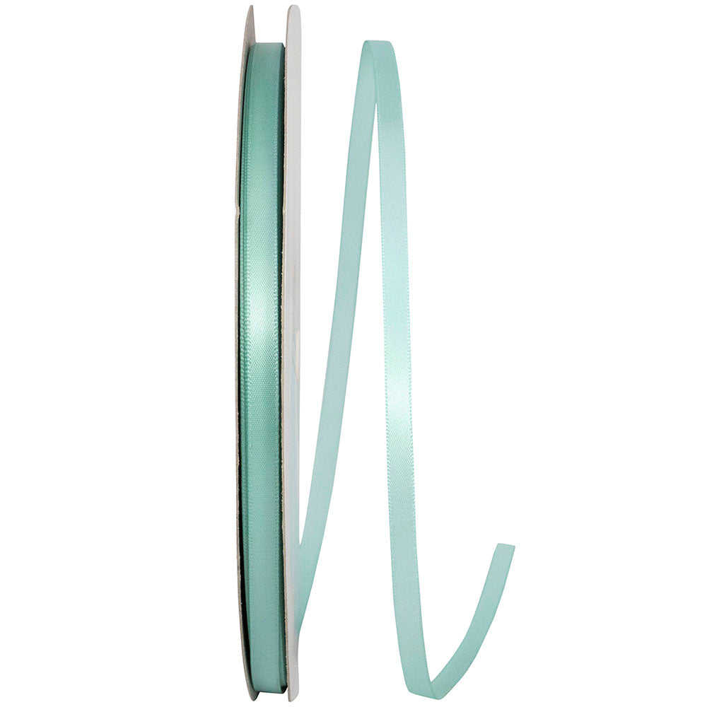 Aqua Double Face Satin Ribbon 1/4 Inch for Wreaths and Bows