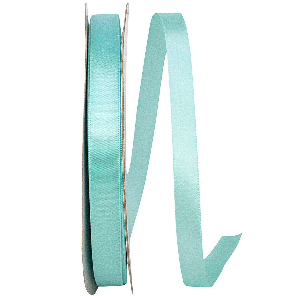 Aqua Double Face Satin Ribbon 5/8 Inch for Wreaths and Bows