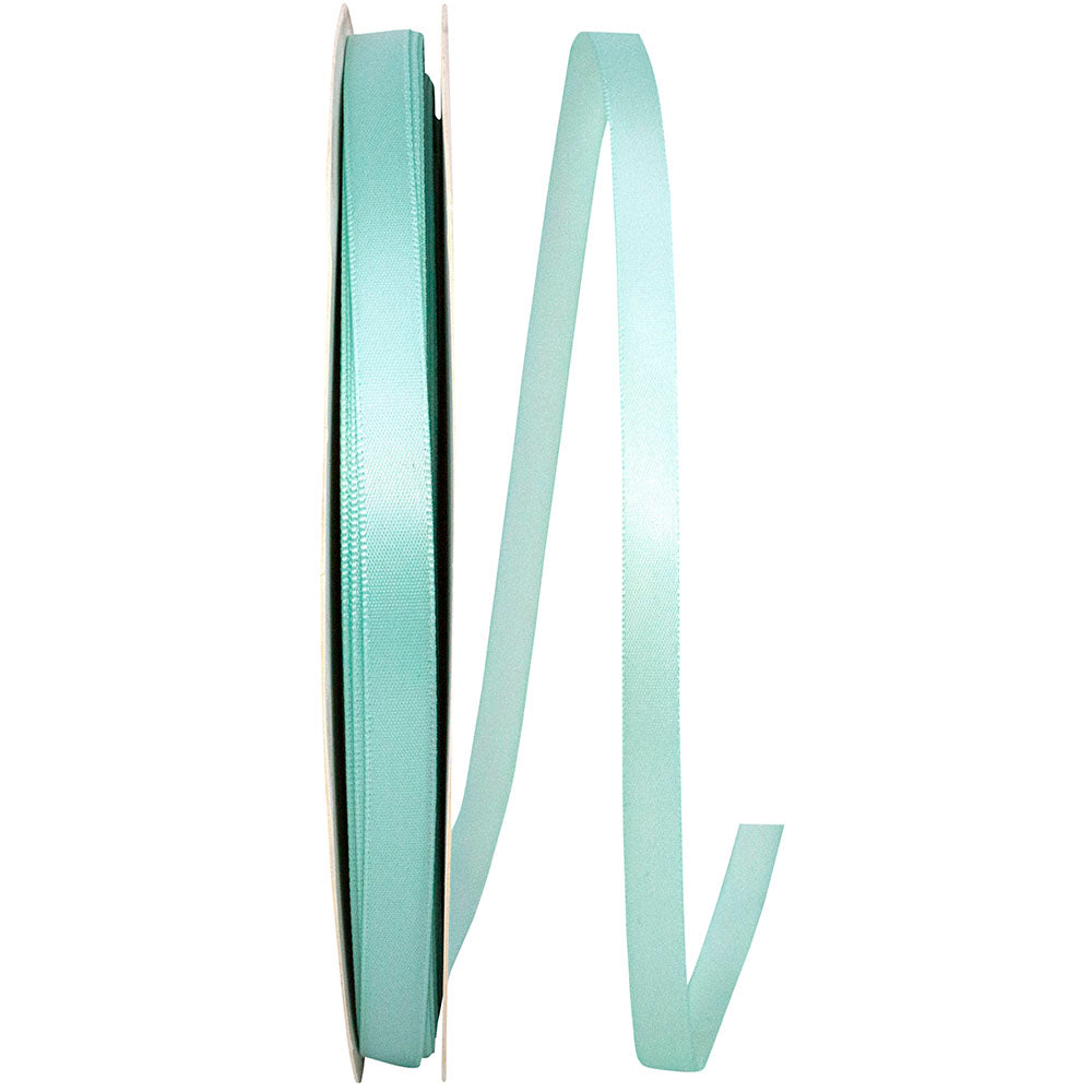 Aqua Double Face Satin Ribbon 3/8 Inch for Wreaths and Bows