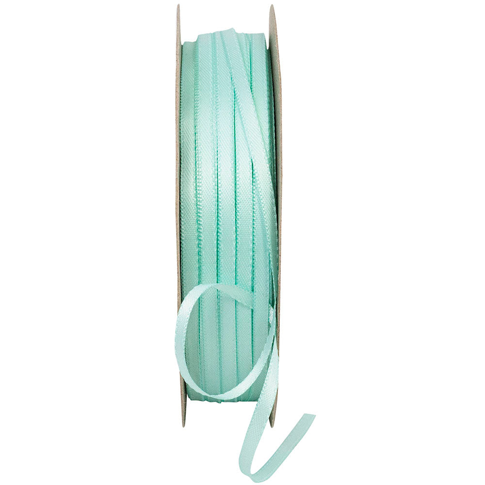 Aqua Double Face Satin Ribbon 1/8 Inch for Wreaths and Bows