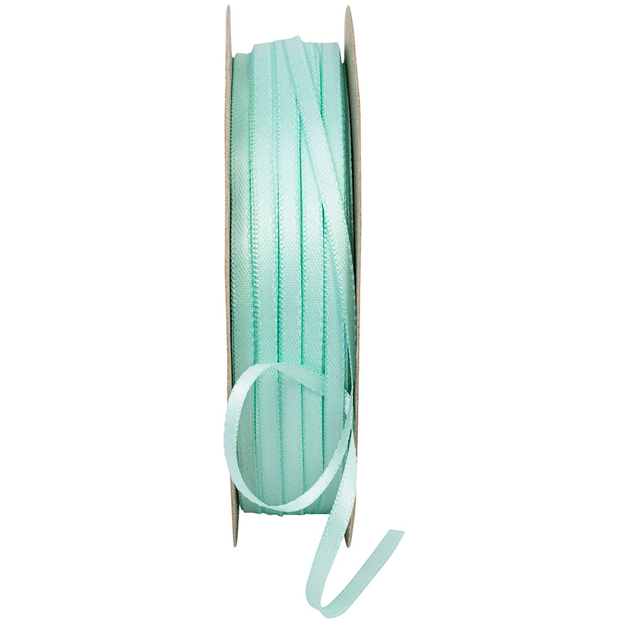 Aqua Double Face Satin Ribbon 1/8 Inch for Wreaths and Bows