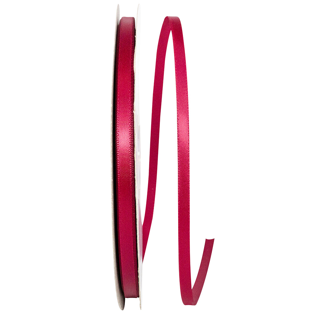 Wine Double Face Satin Ribbon 1/4 Inch 100 Yards