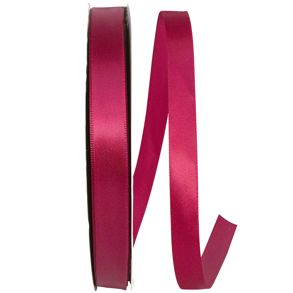 Wine Double Face Satin Ribbon 5/8 Inch for Wreaths and Bows