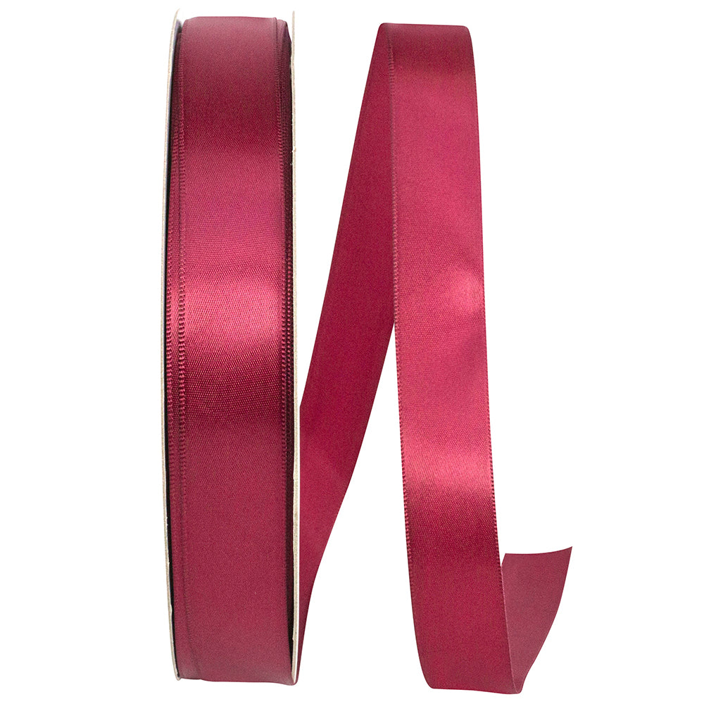 Wine Double Face Satin Ribbon 7/8 Inch for Wreaths and Bows