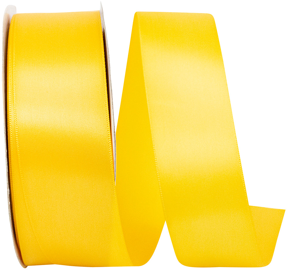 Yellow 1-1 2 Inch Double Face Satin Ribbon - Dfs for Wreaths & Bows