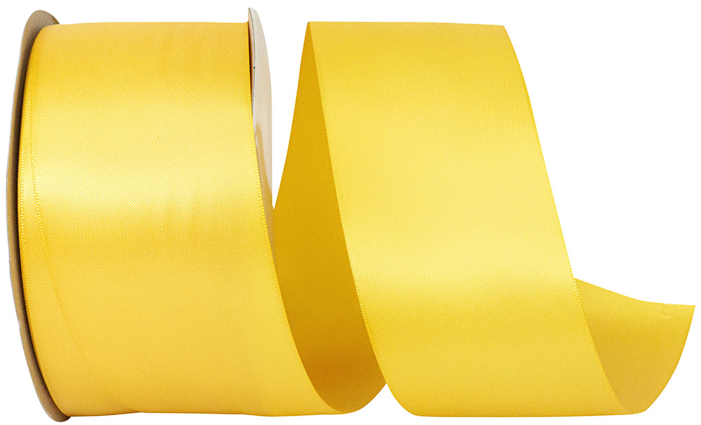 Yellow 2-1 2 Inch Double Face Satin Ribbon - Dfs for Wreaths & Bows