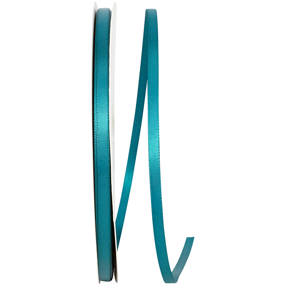 Teal Double Face Satin Ribbon 1/4 Inch for Wreaths and Bows