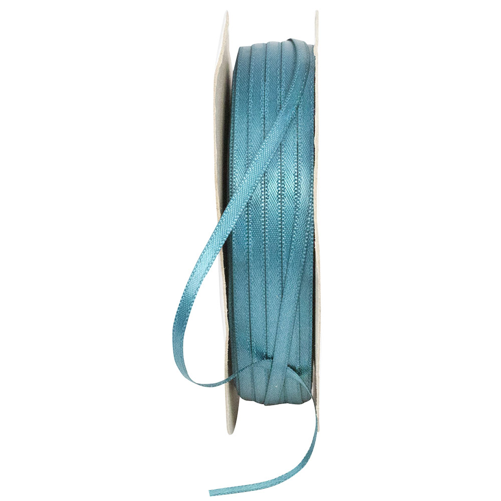 Teal Double Face Satin Ribbon 1/8 Inch for Wreaths and Bows
