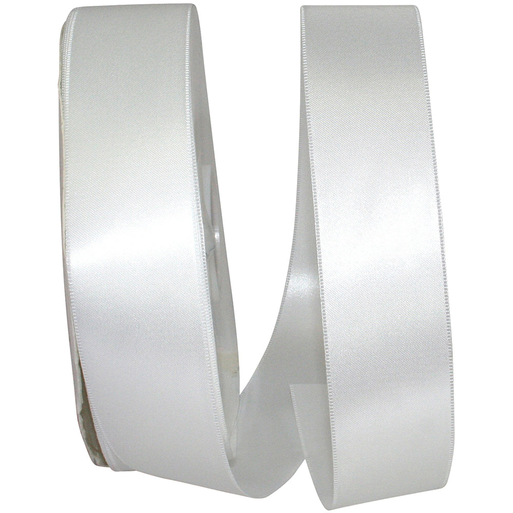 White 1-1 2 Inch Double Face Satin Allure Ribbon Dfs for Wreaths & Bows