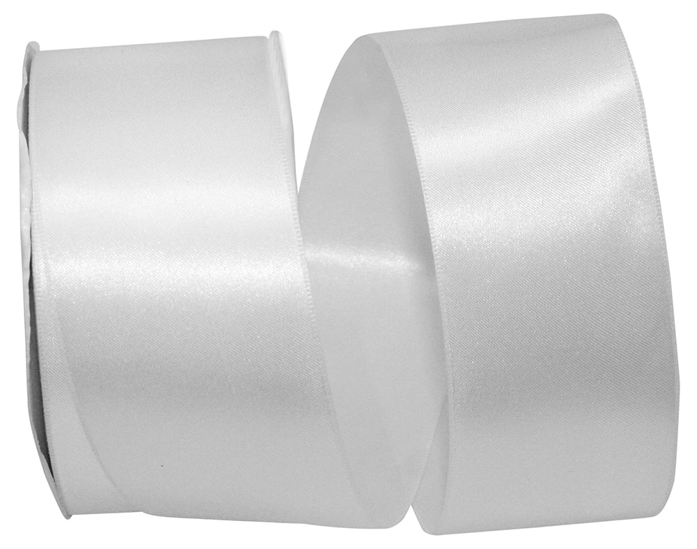 White 2-1 4 Inch Double Face Satin Allure Ribbon Dfs for Wreaths & Bows