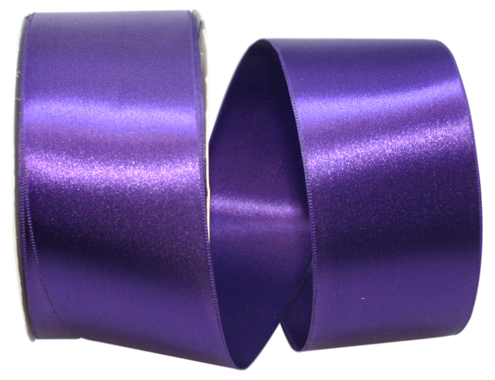 Purple 2-1 4 Inch Double Face Satin Allure Ribbon Dfs for Wreaths & Bows