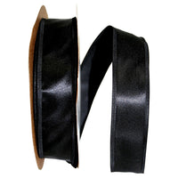 Black 1-1 2 Inch Dyna Satin Ez Wired Edge Ribbon for Wreaths & Bows
