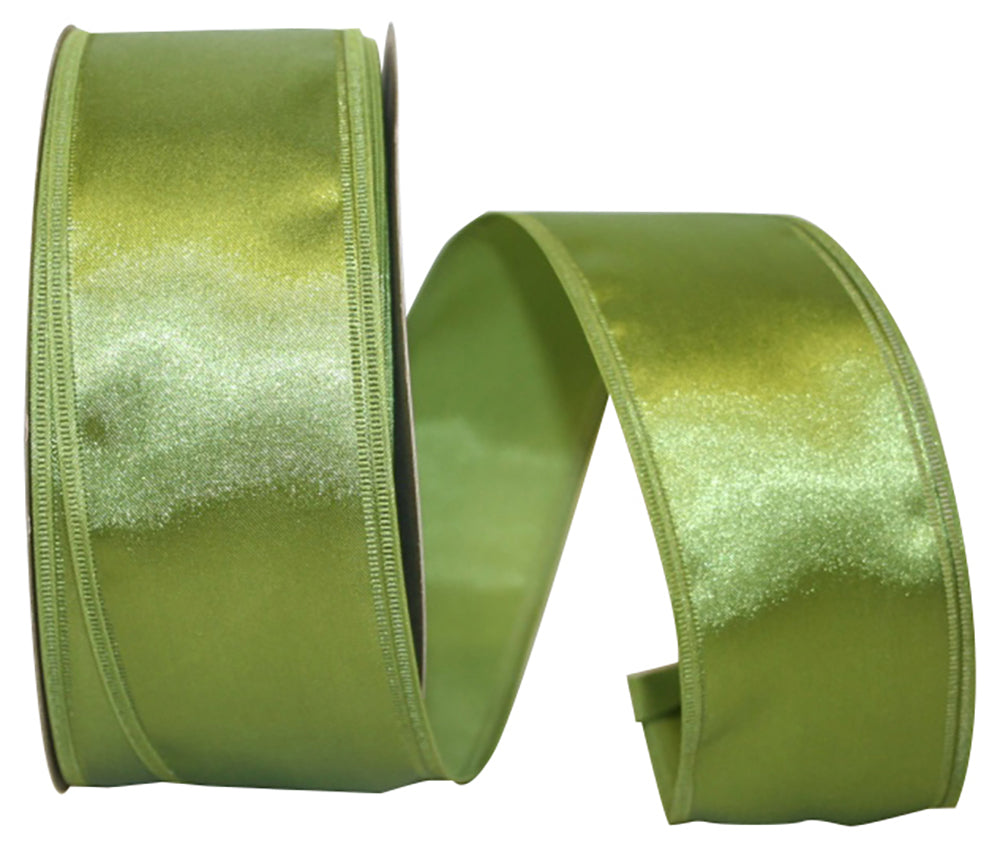 Moss 2-1 8 Inch Dyna Satin Ez Wired Edge Ribbon for Wreaths & Bows