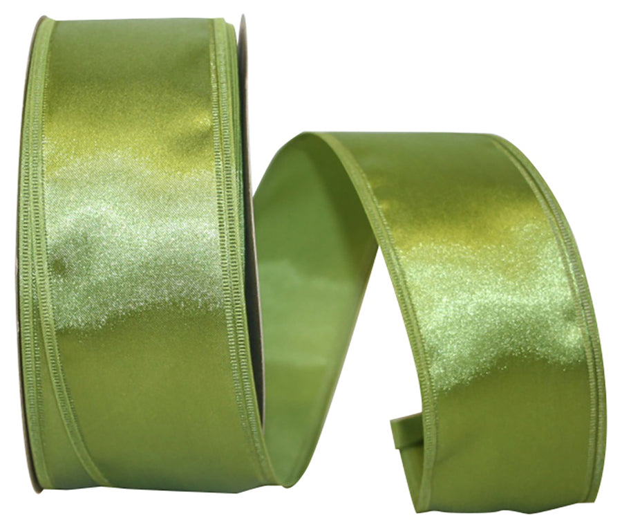 Moss 2-1 8 Inch Dyna Satin Ez Wired Edge Ribbon for Wreaths & Bows