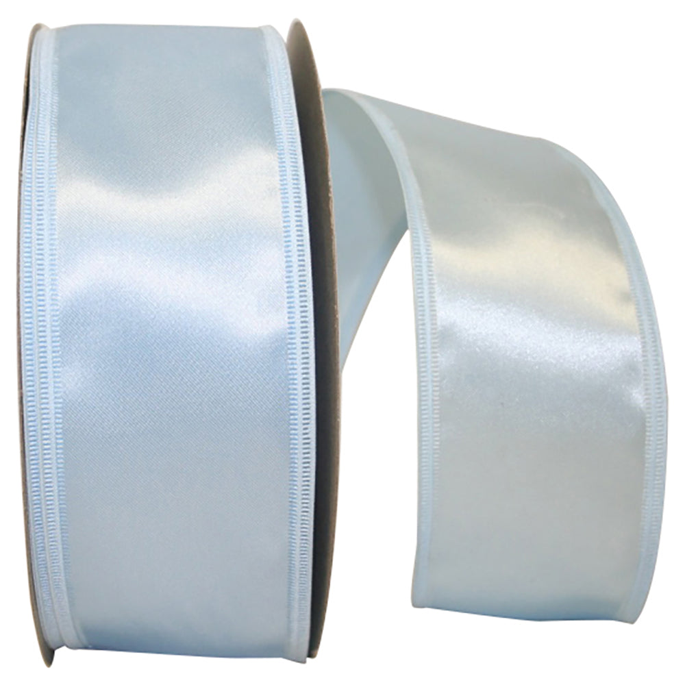 Blue 2-1 8 Inch Dyna Satin Ez Wired Edge Ribbon for Wreaths & Bows