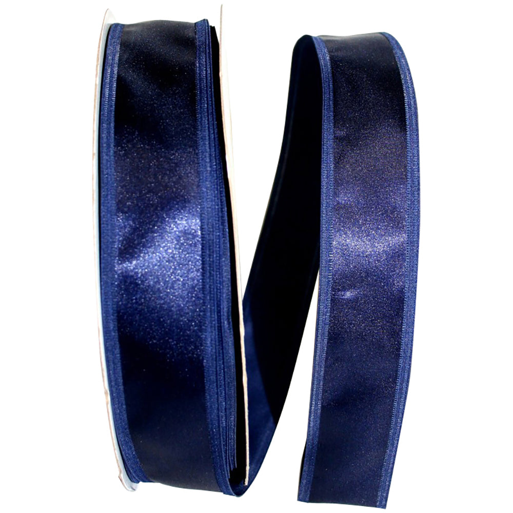 Navy 1-1 2 Inch Dyna Satin Ez Wired Edge Ribbon for Wreaths & Bows