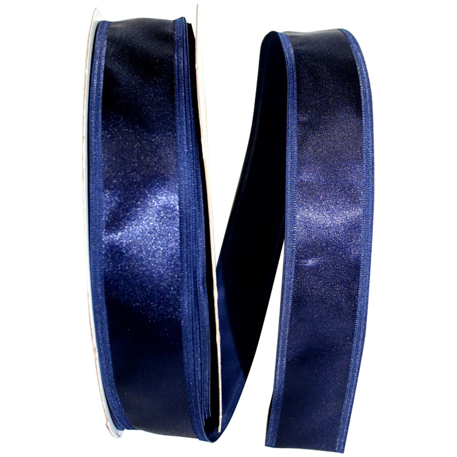 Navy 1-1 2 Inch Dyna Satin Ez Wired Edge Ribbon for Wreaths & Bows