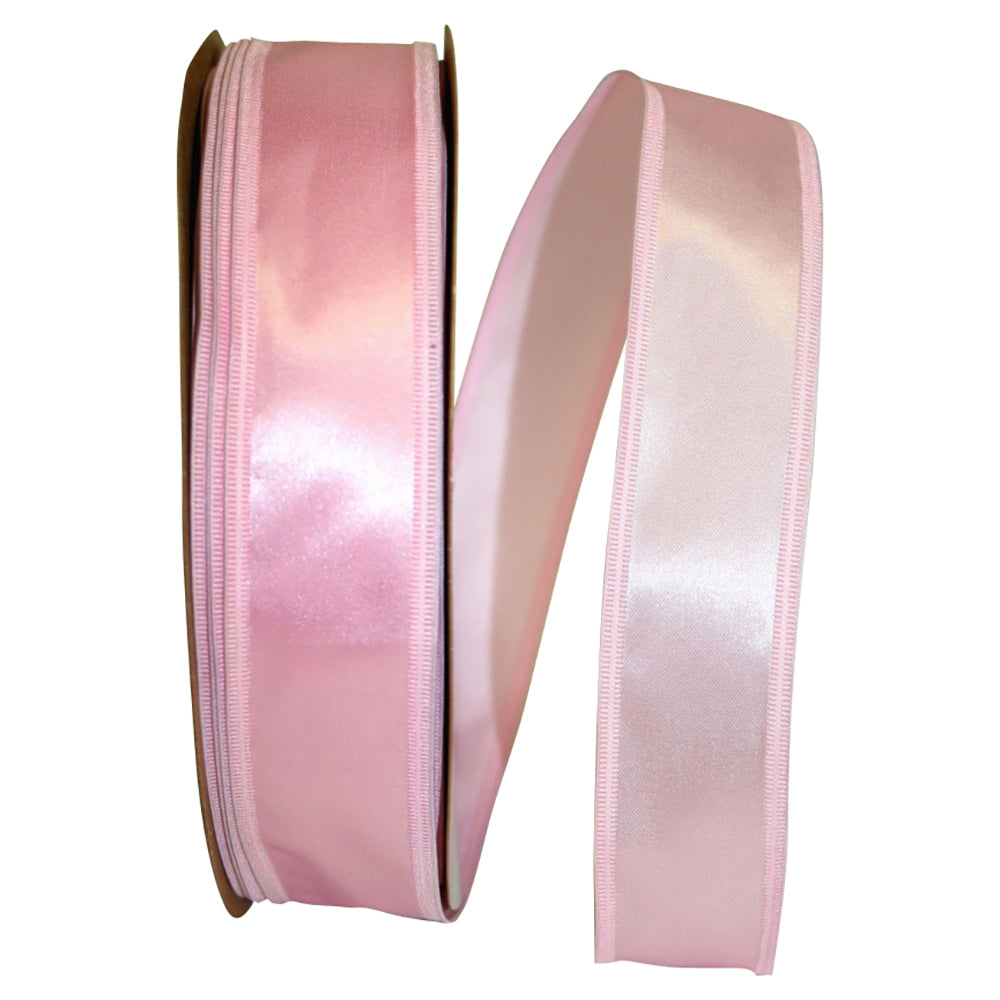 Pink 1-1 2 Inch Dyna Satin Ez Wired Edge Ribbon for Wreaths & Bows