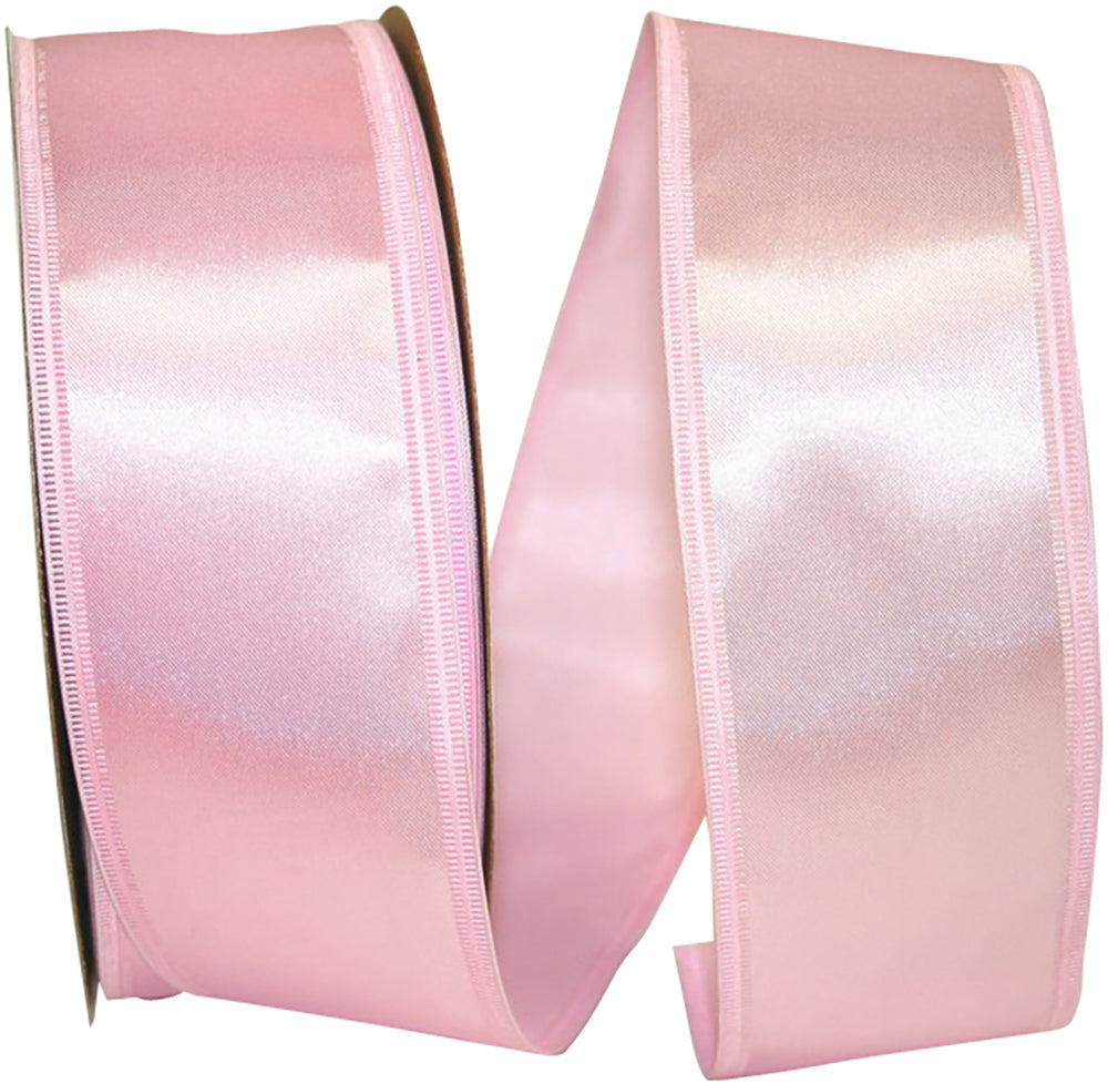 Pink 2-1 8 Inch Dyna Satin Ez Wired Edge Ribbon for Wreaths & Bows
