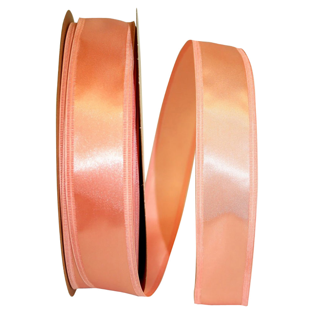 Peach 1-1 2 Inch Dyna Satin Ez Wired Edge Ribbon for Wreaths & Bows