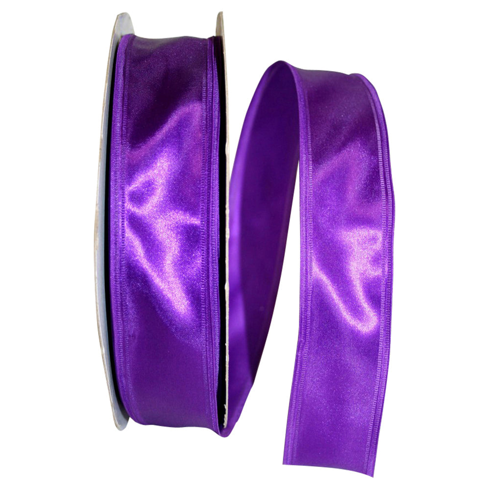 Purple 1-1 2 Inch Dyna Satin Ez Wired Edge Ribbon for Wreaths & Bows
