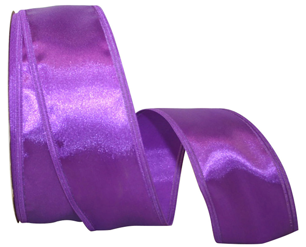 Purple 2-1 8 Inch Dyna Satin Ez Wired Edge Ribbon for Wreaths & Bows