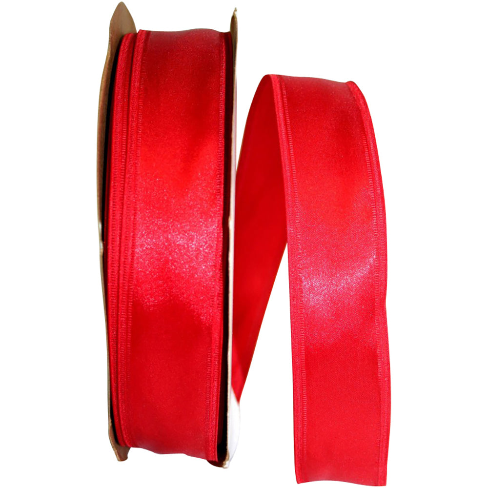 Red 1-1 2 Inch Dyna Satin Ez Wired Edge Ribbon for Wreaths & Bows