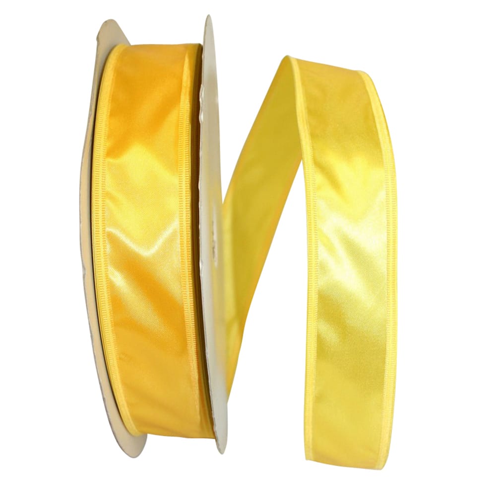 Yellow 1-1 2 Inch Dyna Satin Ez Wired Edge Ribbon for Wreaths & Bows