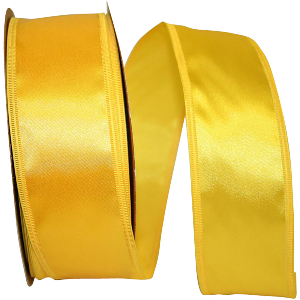 Yellow 2-1 8 Inch Dyna Satin Ez Wired Edge Ribbon for Wreaths & Bows