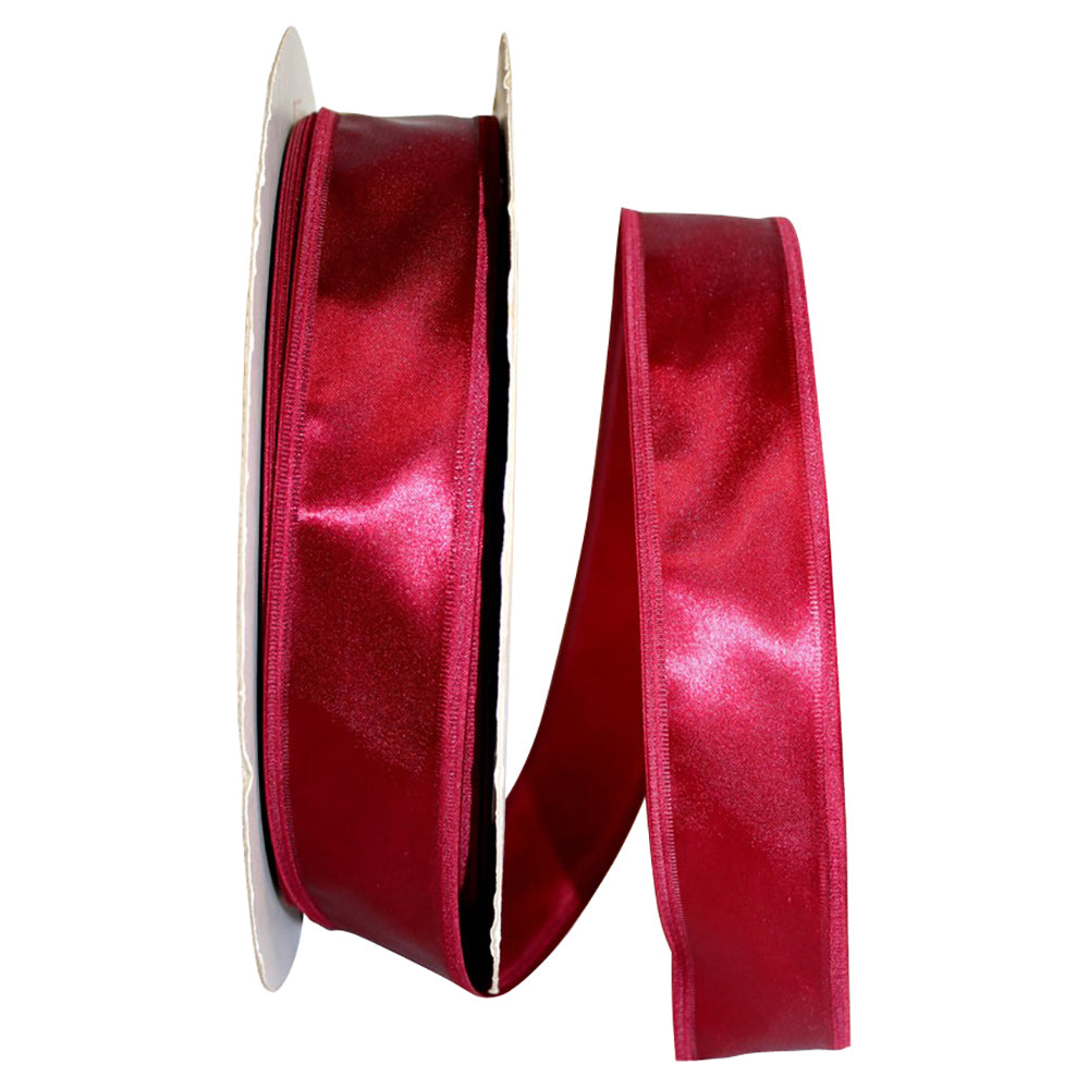 Burgundy Dyna Satin 1-1/2 Inch Wired Edge Ribbon