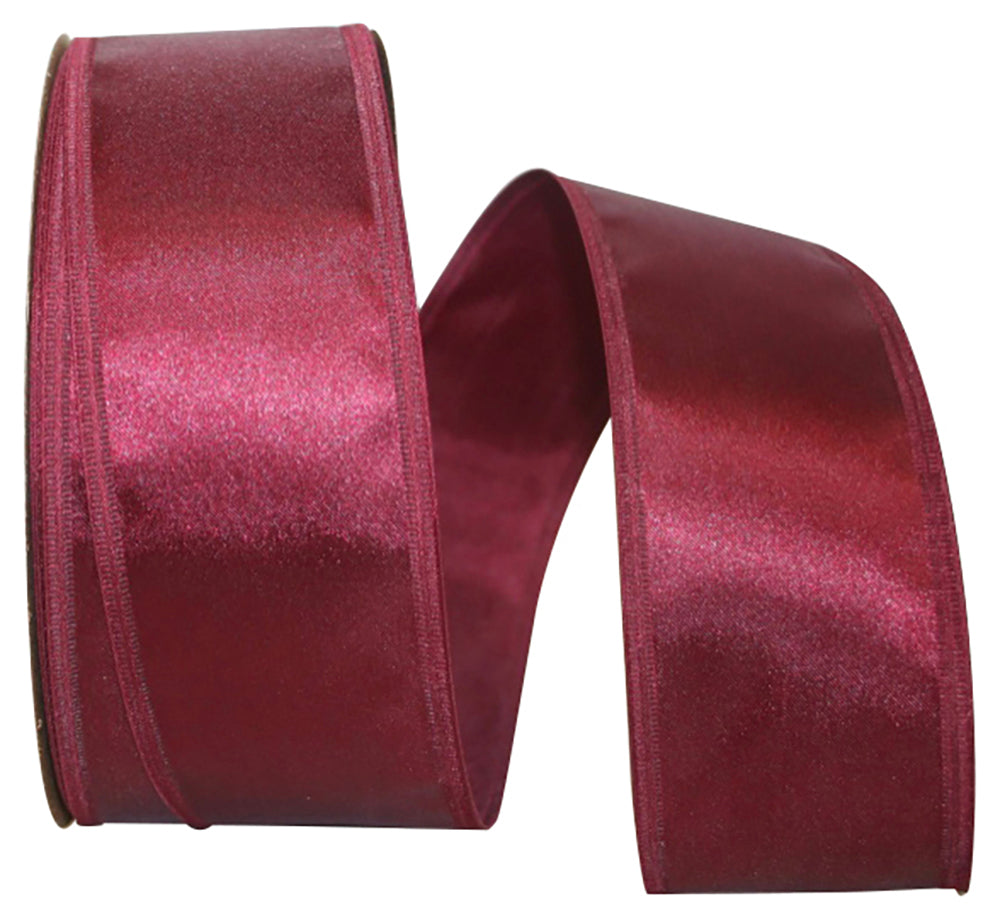 Burgundy Dyna Satin Wired Edge Ribbon 2-1/8 Inch for Bows
