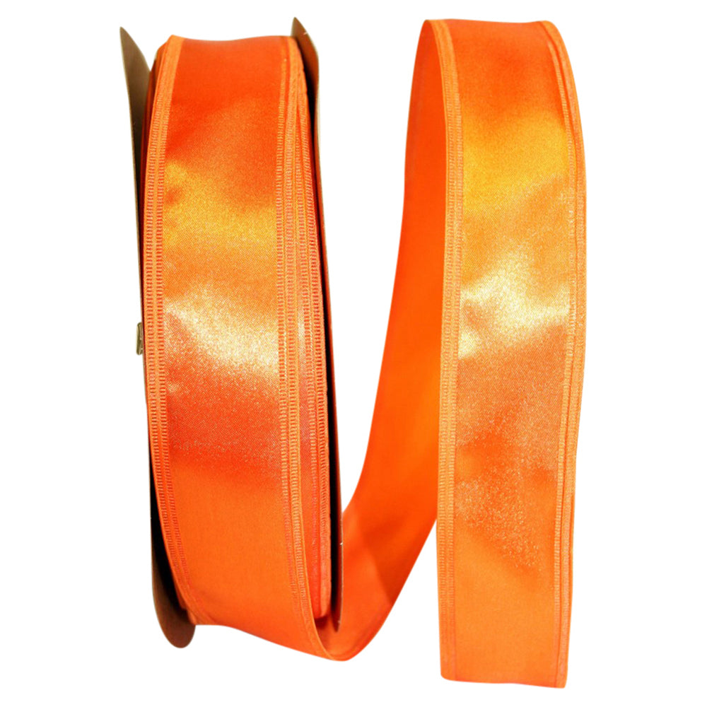 Tangerine 1-1 2 Inch Dyna Satin Ez Wired Edge Ribbon for Wreaths & Bows