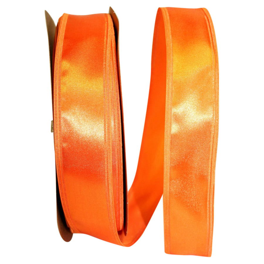 Tangerine 1-1 2 Inch Dyna Satin Ez Wired Edge Ribbon for Wreaths & Bows