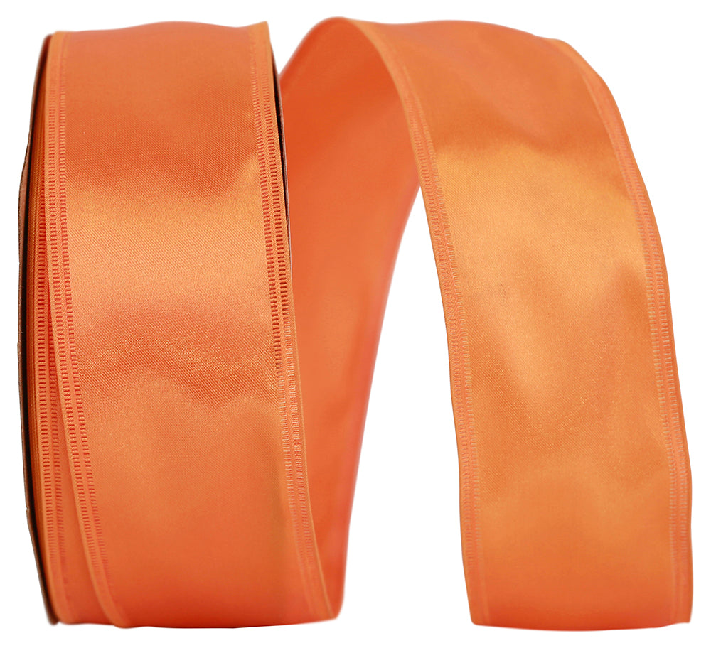 Tangerine 2-1 8 Inch Dyna Satin Ez Wired Edge Ribbon for Wreaths & Bows