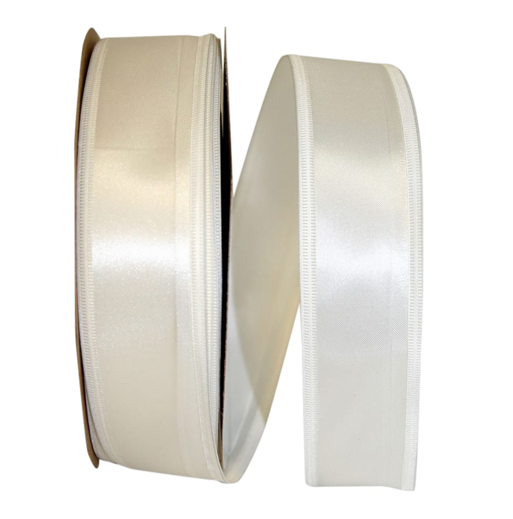 Ivory 1-1 2 Inch Dyna Satin Ez Wired Edge Ribbon for Wreaths & Bows