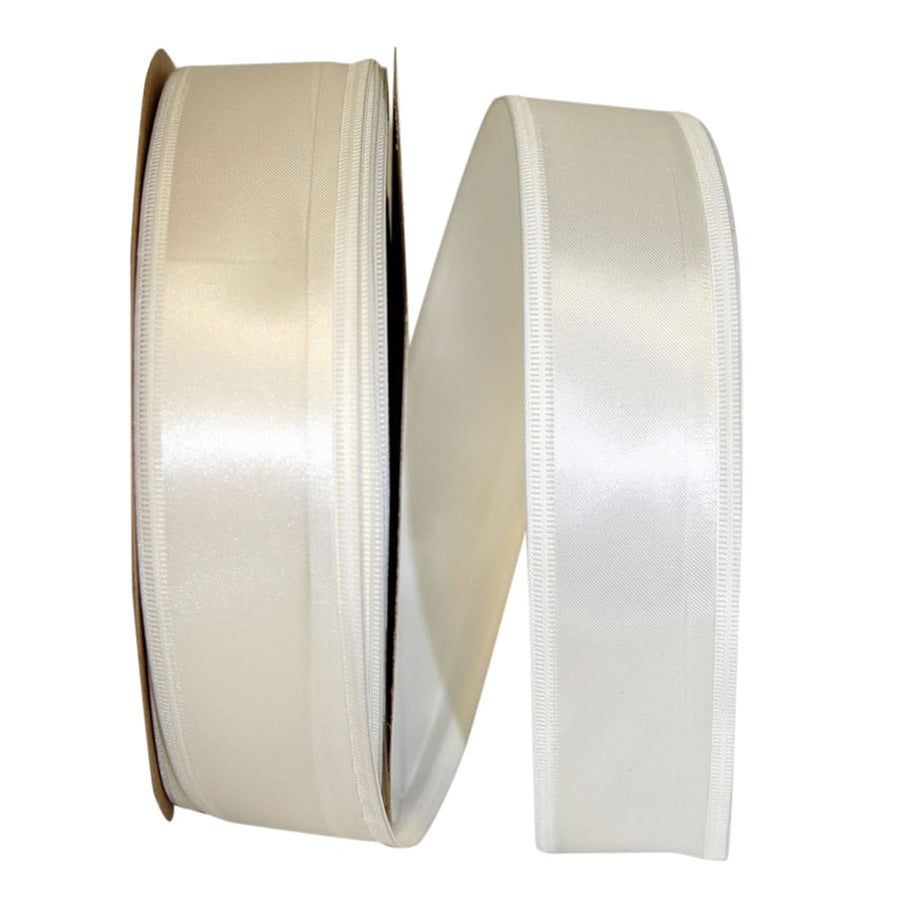 Ivory 1-1 2 Inch Dyna Satin Ez Wired Edge Ribbon for Wreaths & Bows